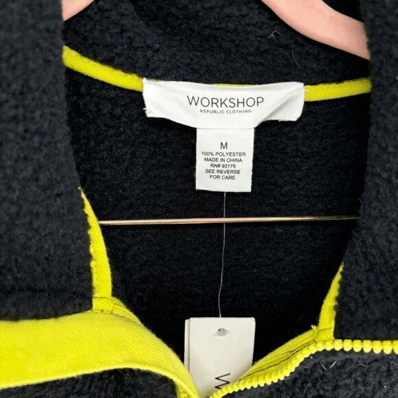 Workshop Teddy Women Black Neon New pullover quarter zip sweatshirt jacket Med - Picture 4 of 4